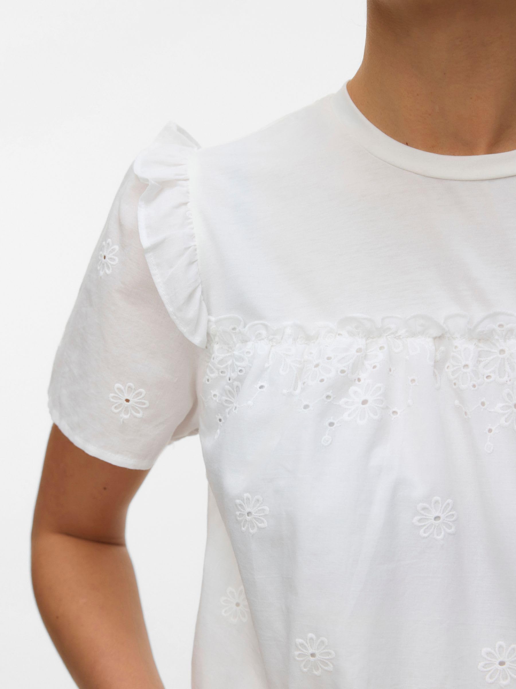 mamalicious-umstandsbluse-normal-geschnitten-rundhals-kurze-puff-rmel-lochsticke image 5
