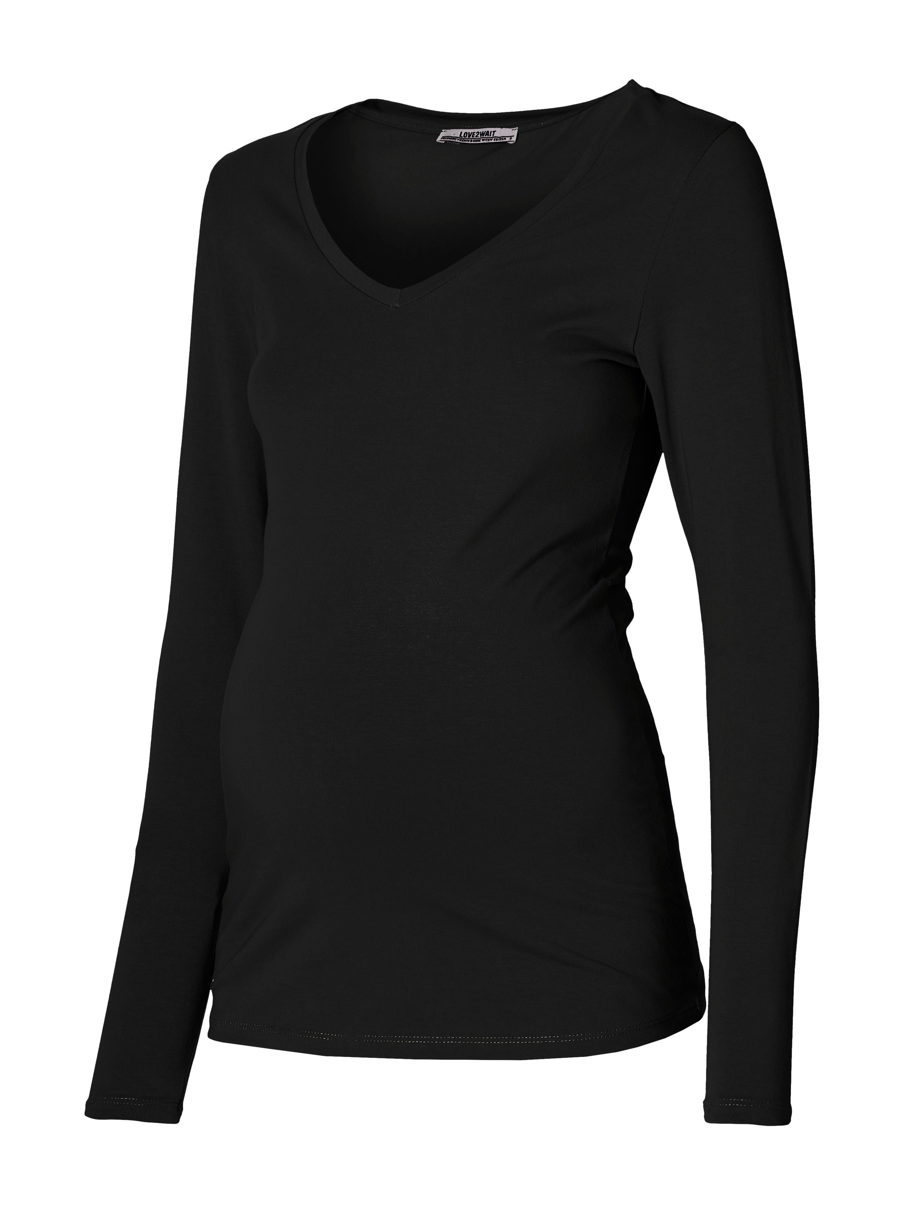 love2wait-shirt-v-neck-l-sl-ecovero-schwarzes-langarmshirt-mit-v-ausschnitt image 2