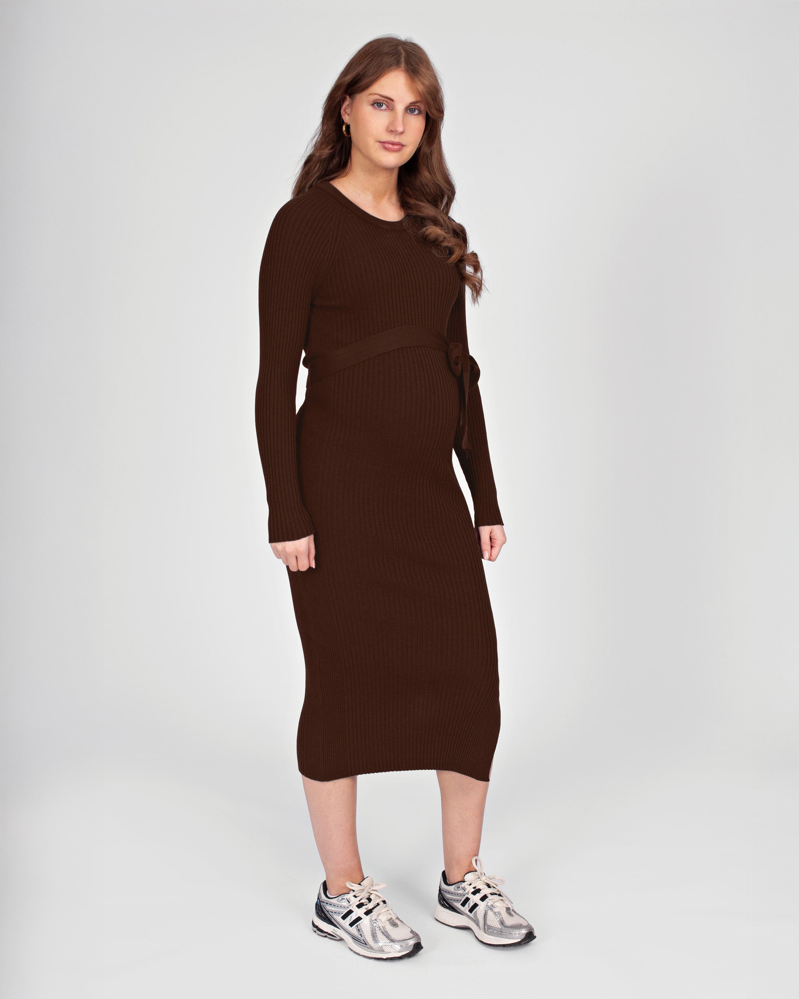 love2wait-dress-knit-belt-long-sleeves-brown image 5