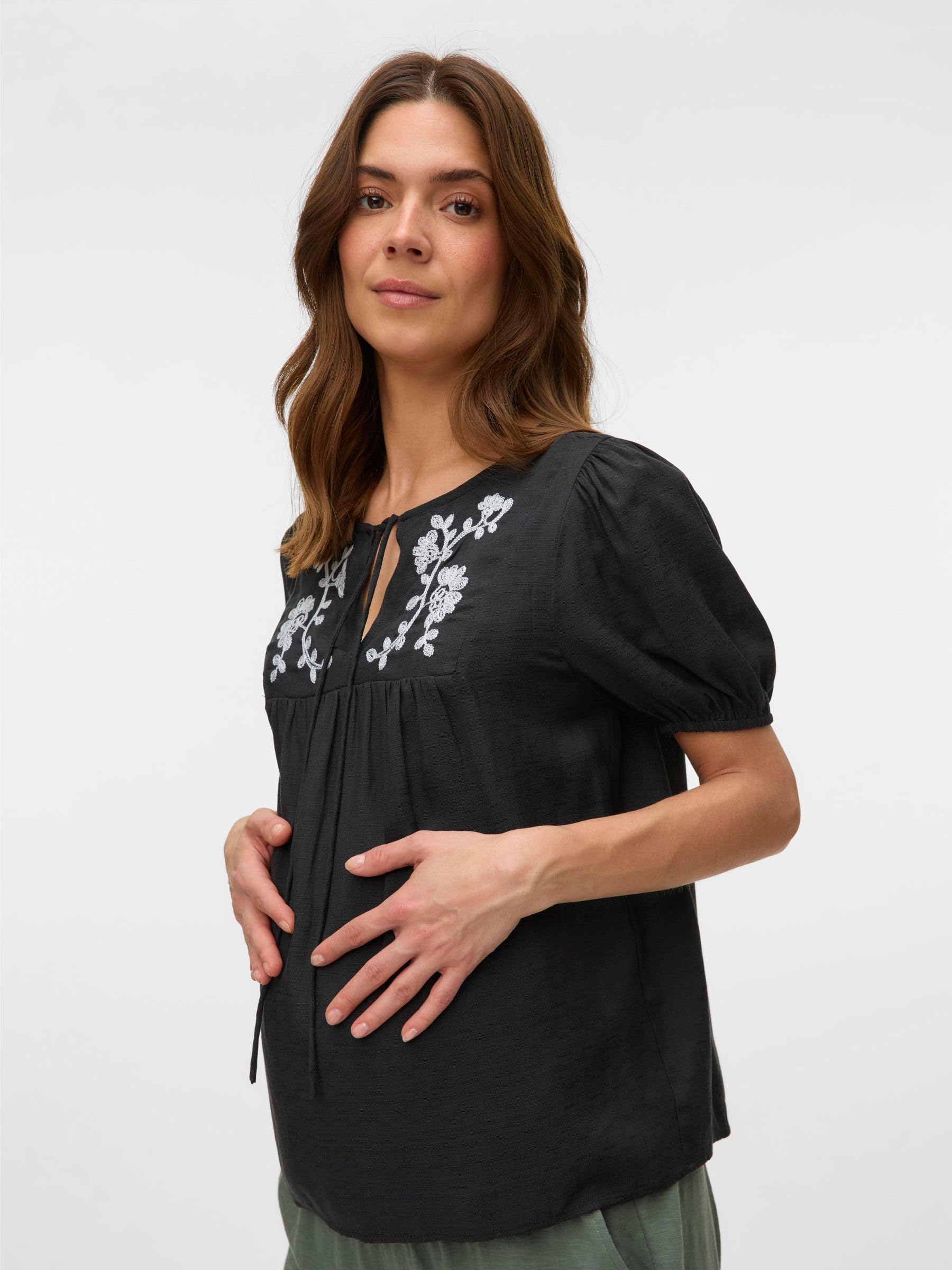 mamalicious-stillbluse-mlpilar-mit-rundhals-ballon-rmeln-und-elastischen-b-ndche image 5