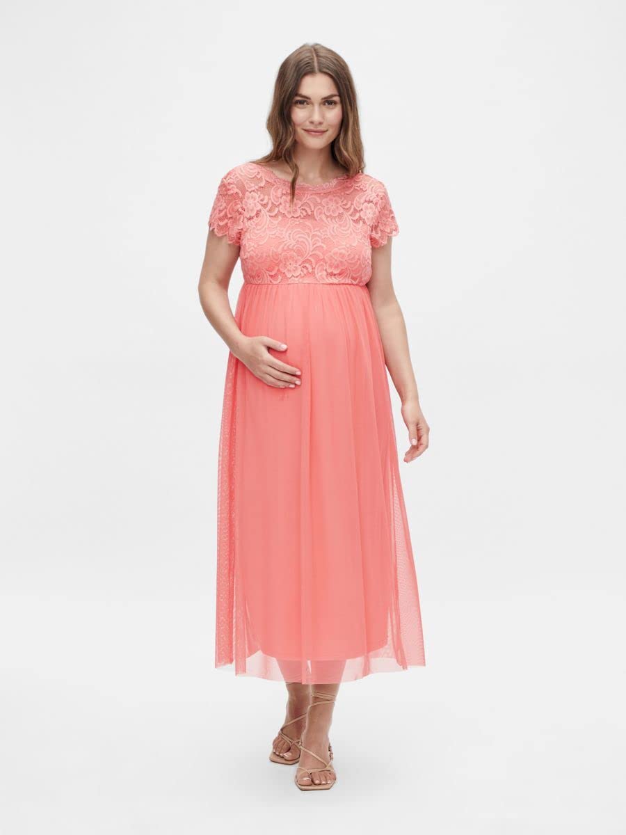 mamalicious-damen-mlmivana-cap-mesh-midi-dress-elegantes-umstandskleid-mit-spitz image 5