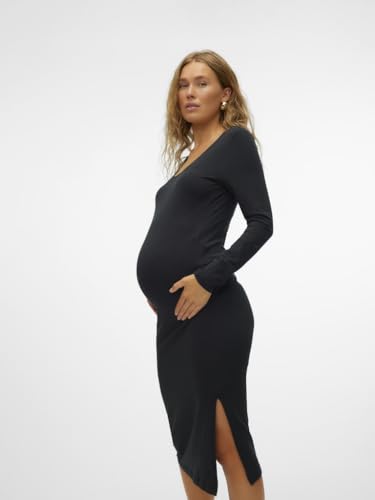 mamalicious-mleva-langarm-midi-kleid-u-ausschnitt-seitenschlitz image 4