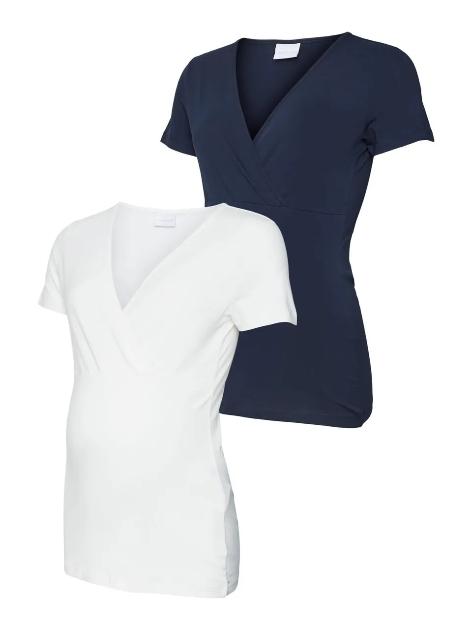 mamalicious-damen-umstandsshirt-mlpilar-2er-pack-wickeloptik image 1