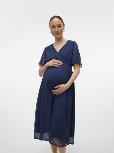 mamalicious-mluna-umstandskleid-party-kleid-mit-kurzarm-v-ausschnitt-und-midi-l- image 8