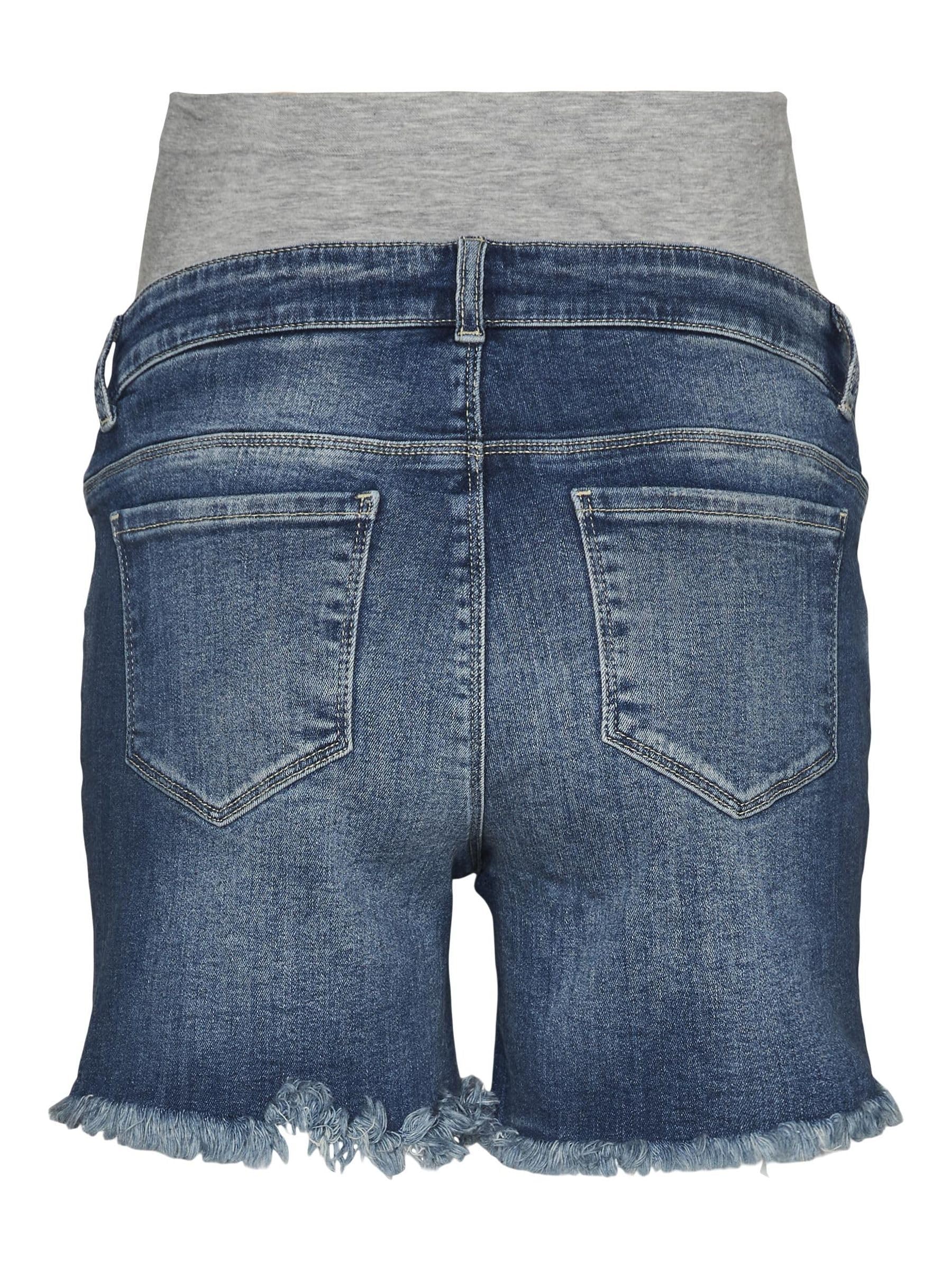 mamalicious-damen-mlhampshire-slim-destroy-denim-shorts-leichte-jersey-shorts-f- image 7