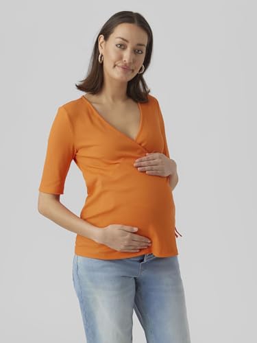 mamalicious-damen-umstands-t-shirt-mlpilar-mit-wickeloptik-kurzarm-schwarz image 7