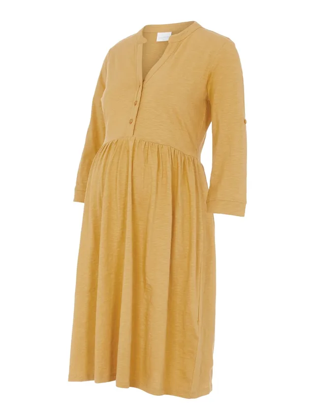 mamalicious-damen-umstandskleid-mlmacy-aus-bio-baumwolle-midikleid-mit-knopfleis image 1