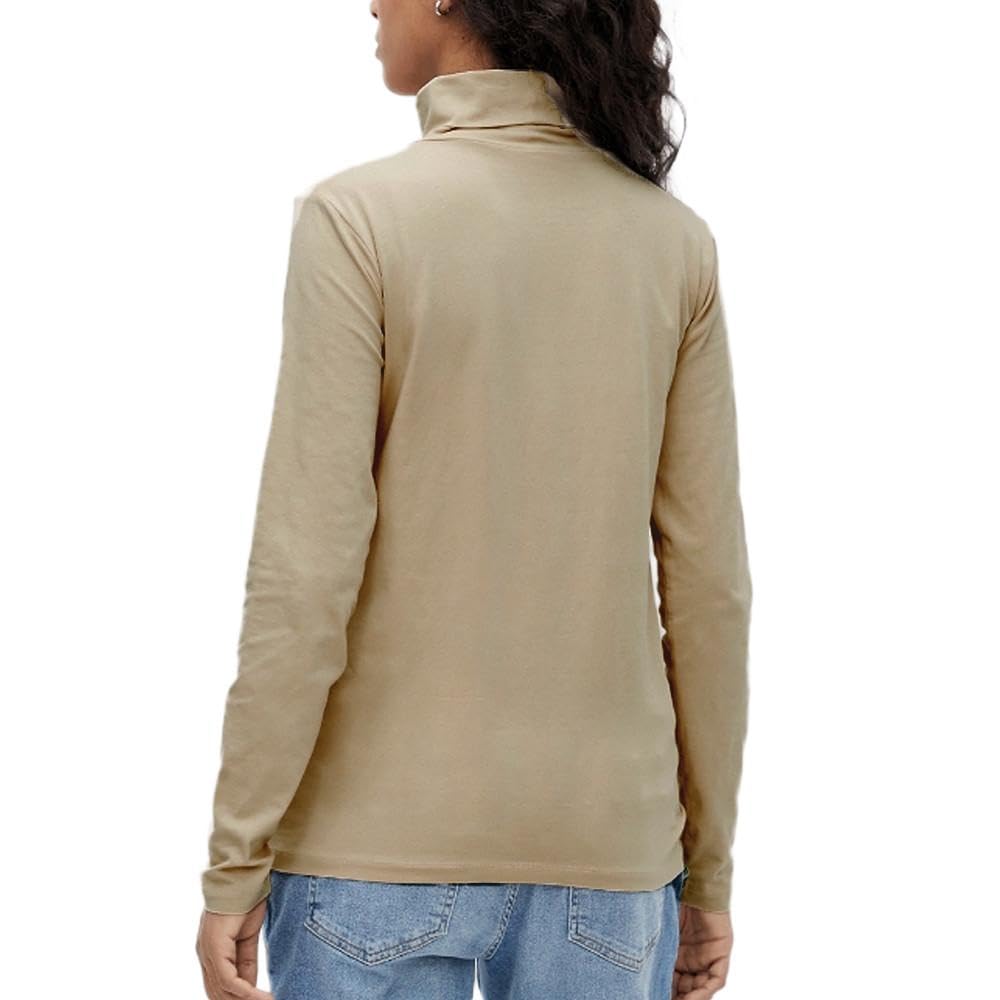 mamalicious-mia-schwangerschaftsshirt-beige-hoher-kragen-lang-rmlig-slim-fit image 2