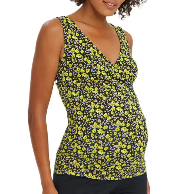 mamalicious-lamber-umstands-tanktop-schwarz-gelb-v-ausschnitt image 1