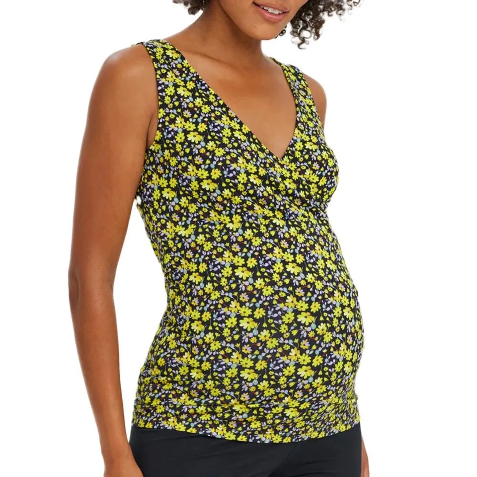 mamalicious-lamber-umstands-tanktop-schwarz-gelb-v-ausschnitt image 1