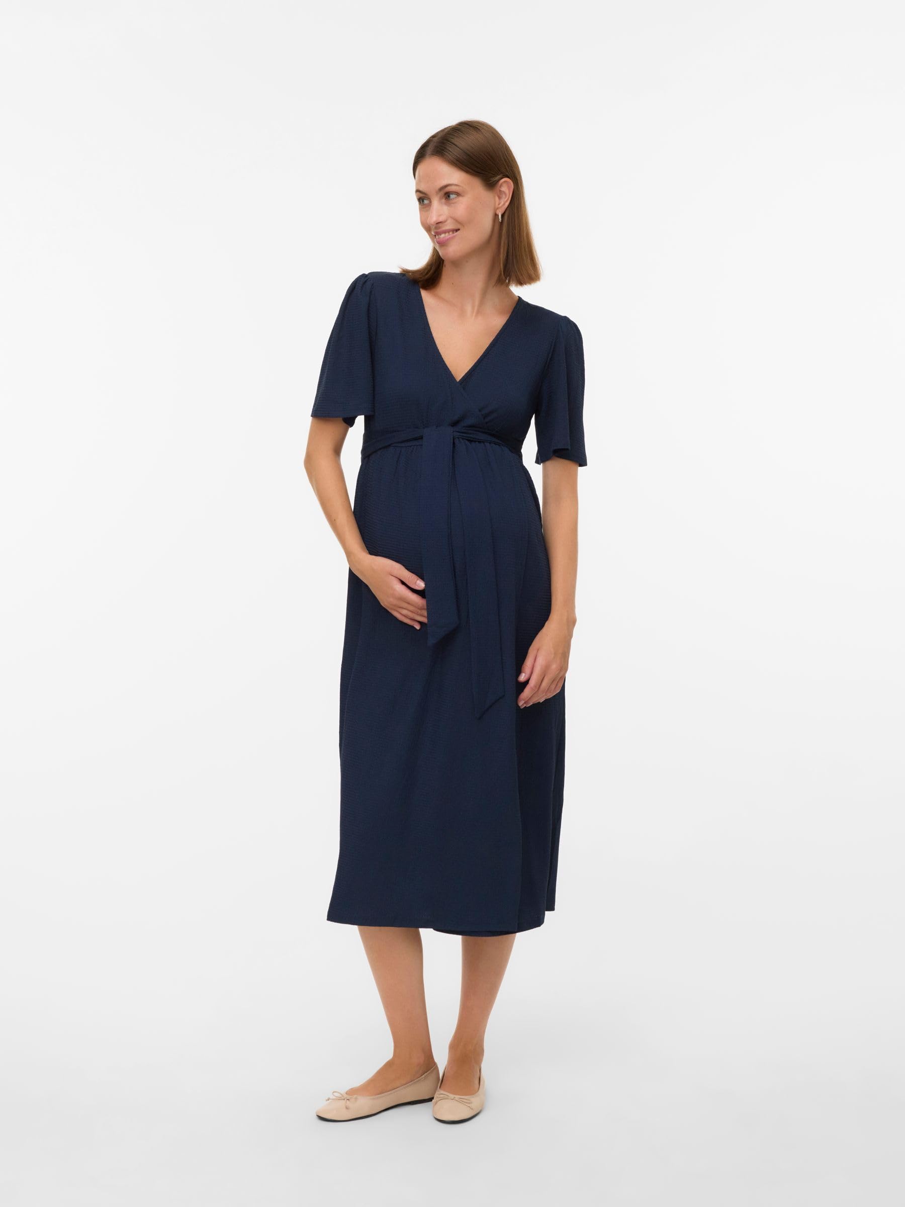 mamalicious-mlselima-umstandskleid-2-in-1-stillkleid-v-ausschnitt-halbarm-midi-l image 4