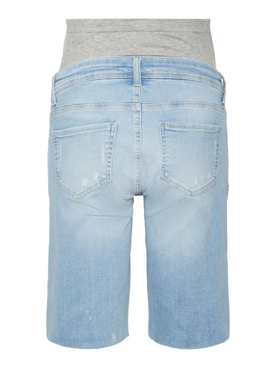 mamalicious-damen-mlhanna-bermuda-denim-shorts-jeansshorts-mit-bauchband image 7