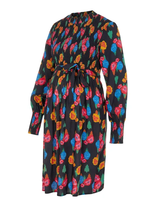 mamalicious-umstandskleid-mlgeorgia-lang-rmeliges-kleid-mit-g-rtel-und-ballon-rm image 1