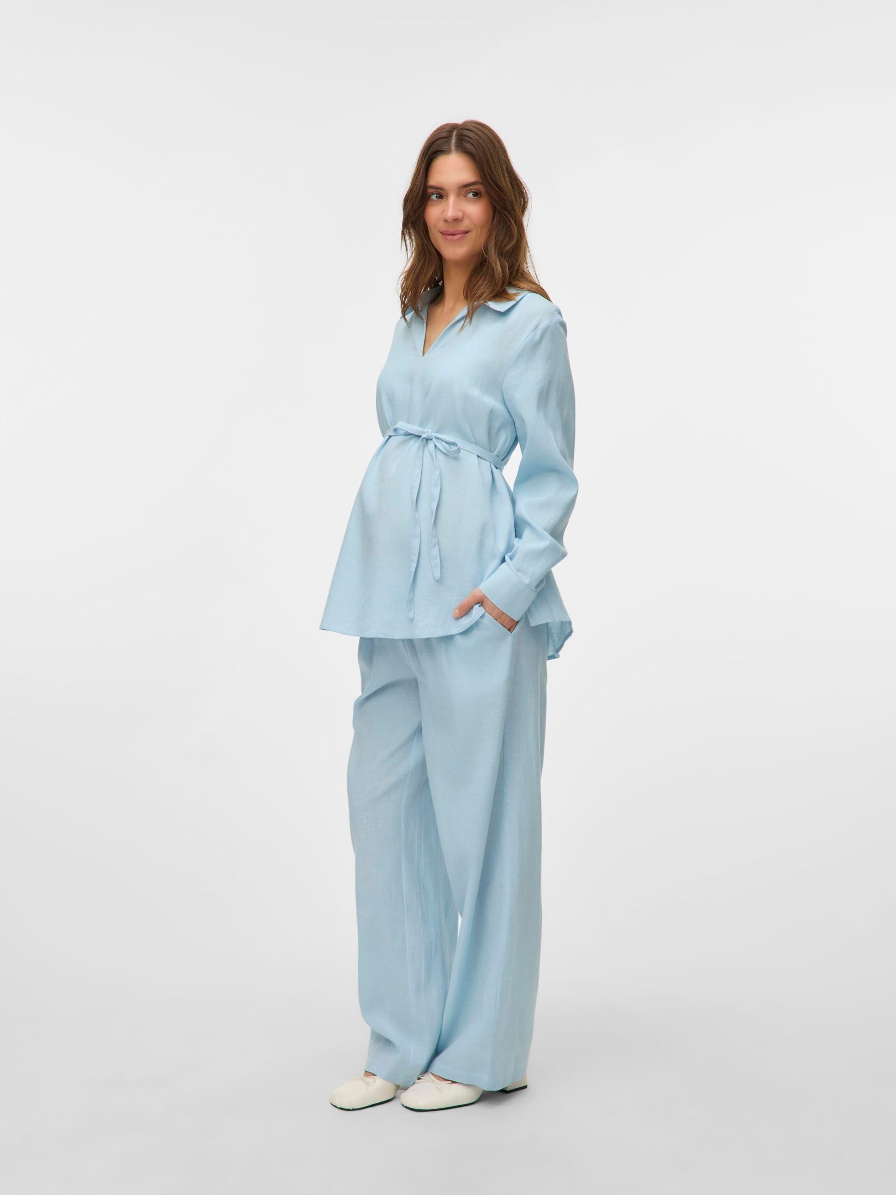mamalicious-stillbluse-mlpilar-mit-v-ausschnitt-tailleng-rtel-und-knopf-manschet image 4