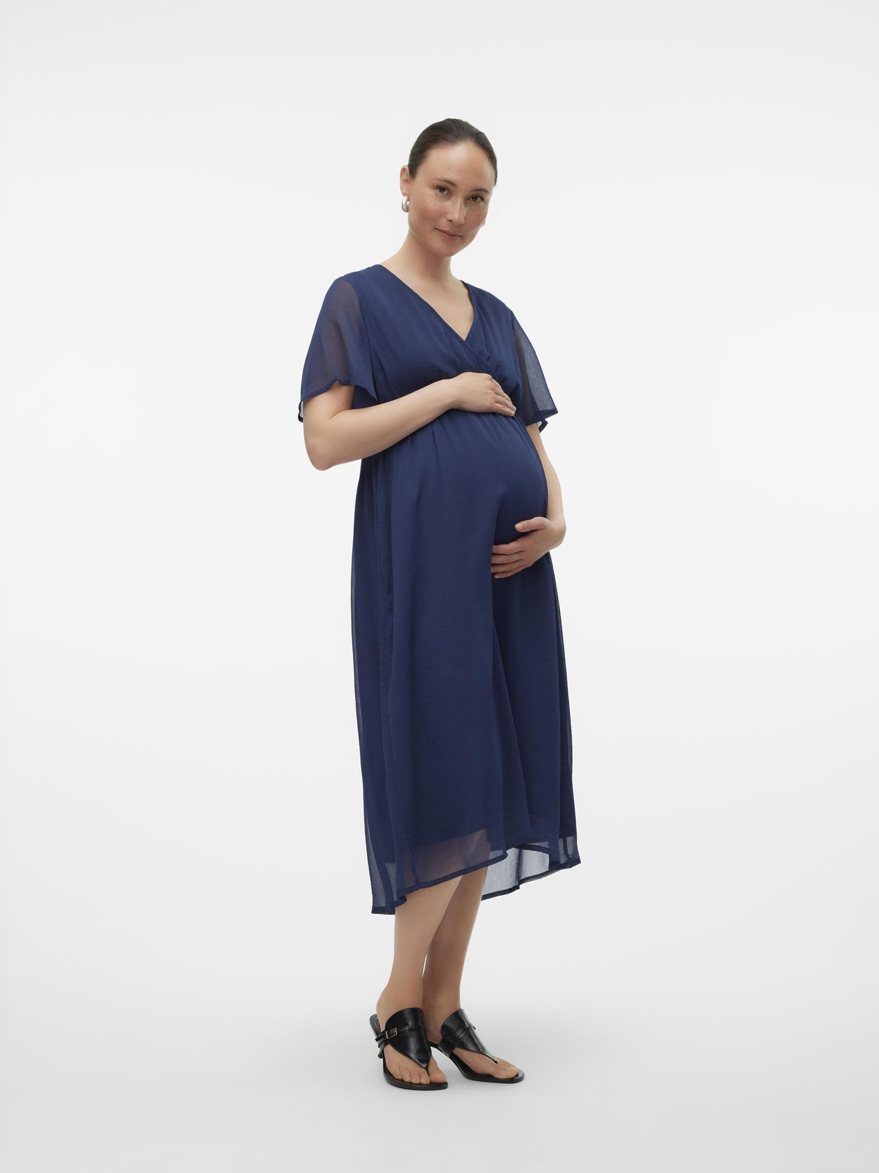 mamalicious-mluna-umstandskleid-party-kleid-mit-kurzarm-v-ausschnitt-und-midi-l- image 6