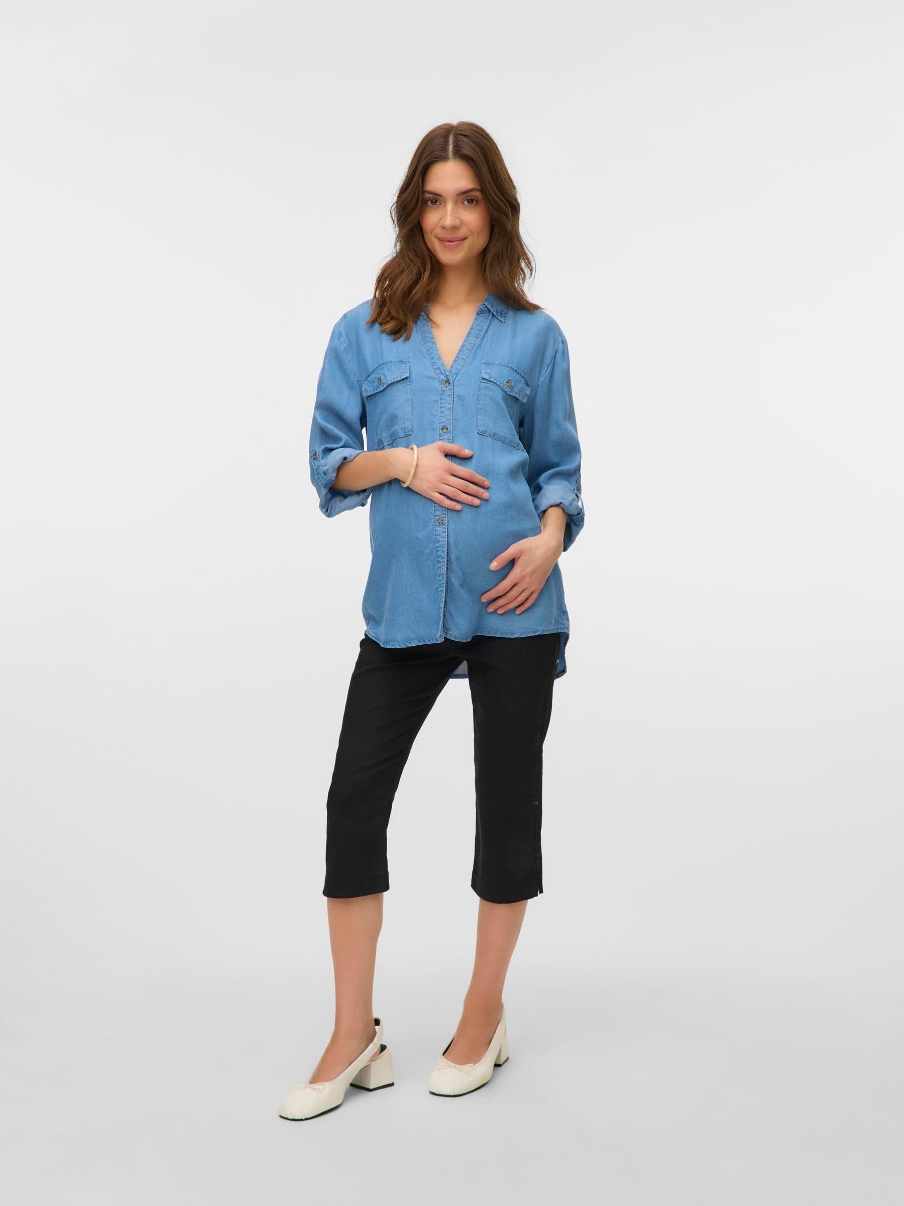 mamalicious-umstandshose-mit-hoher-taille-verk-rzter-l-nge-und-bauchband-normal- image 3