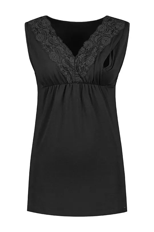 love2wait-stilltop-nursing-tencel-lace-mit-v-ausschnitt-und-spitze-in-schwarz image 1
