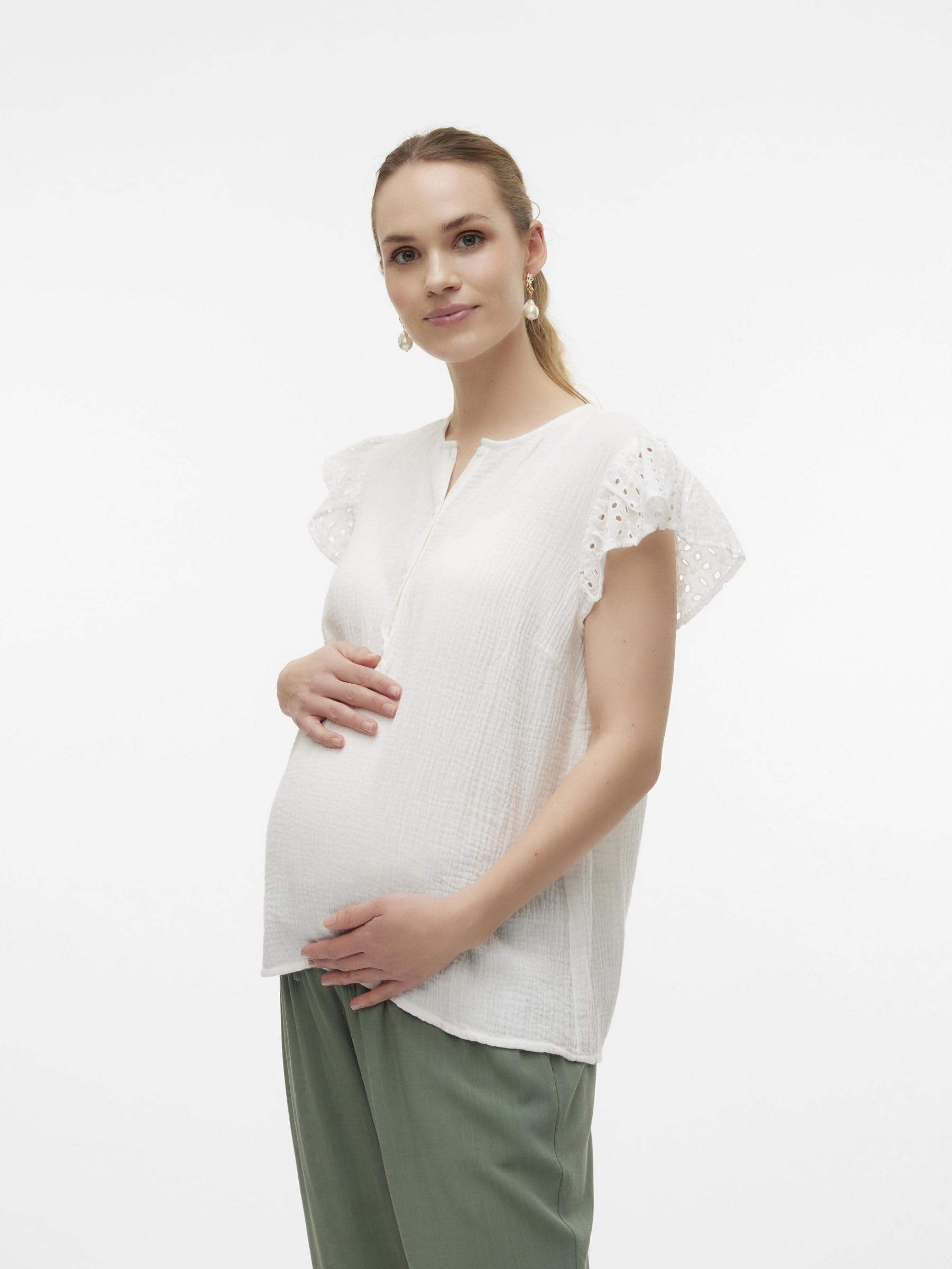 mamalicious-umstands-top-stillbluse-mit-rundhals-kappen-rmeln-knopf-details-und- image 6