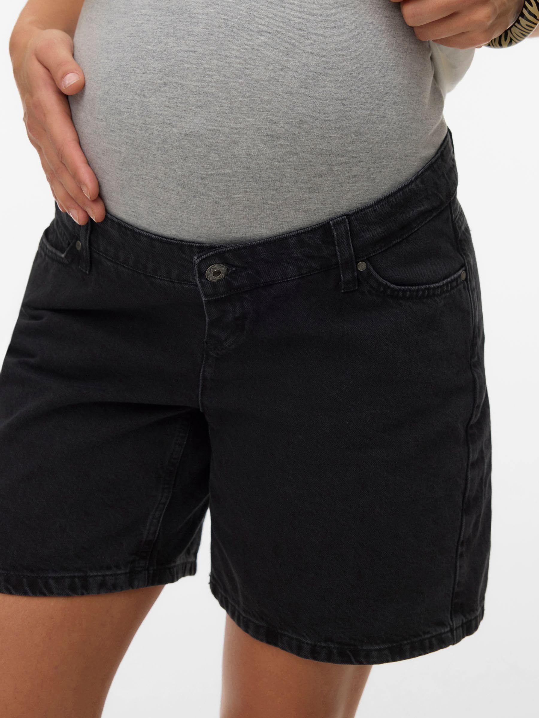 mamalicious-mlmila-umstands-jeans-shorts-mit-mid-rise-5-pocket-design-und-bauchb image 3