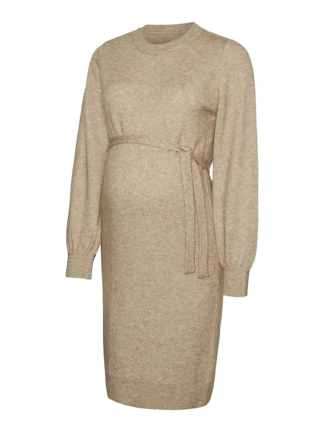 mamalicious-strickkleid-mlnewanne-umstandskleid-rundhals-bindeg-rtel image 1