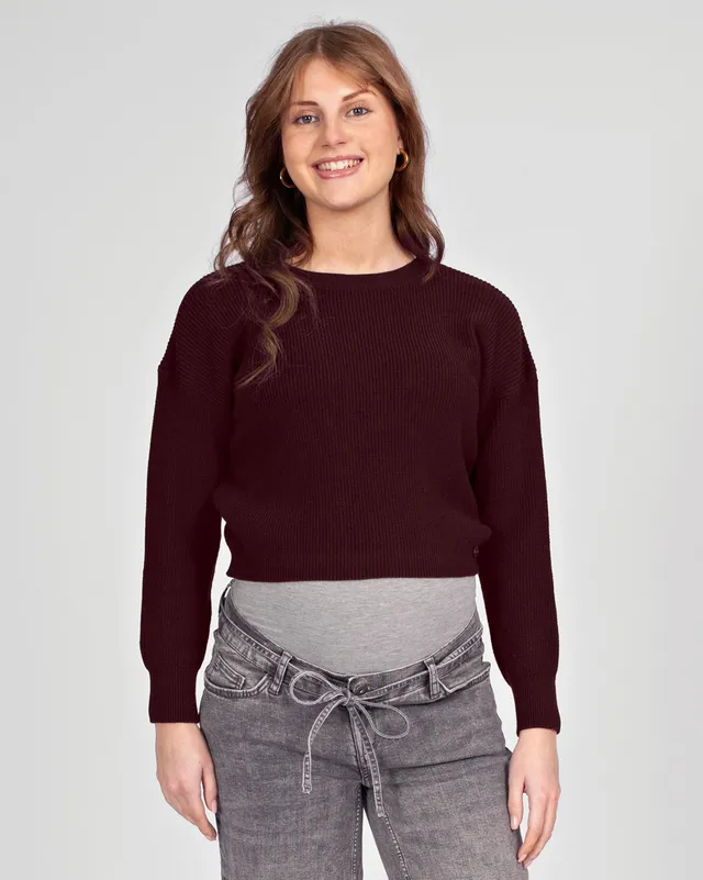 love2wait-knit-cropped-burgunderroter-langarm-croptop image 1
