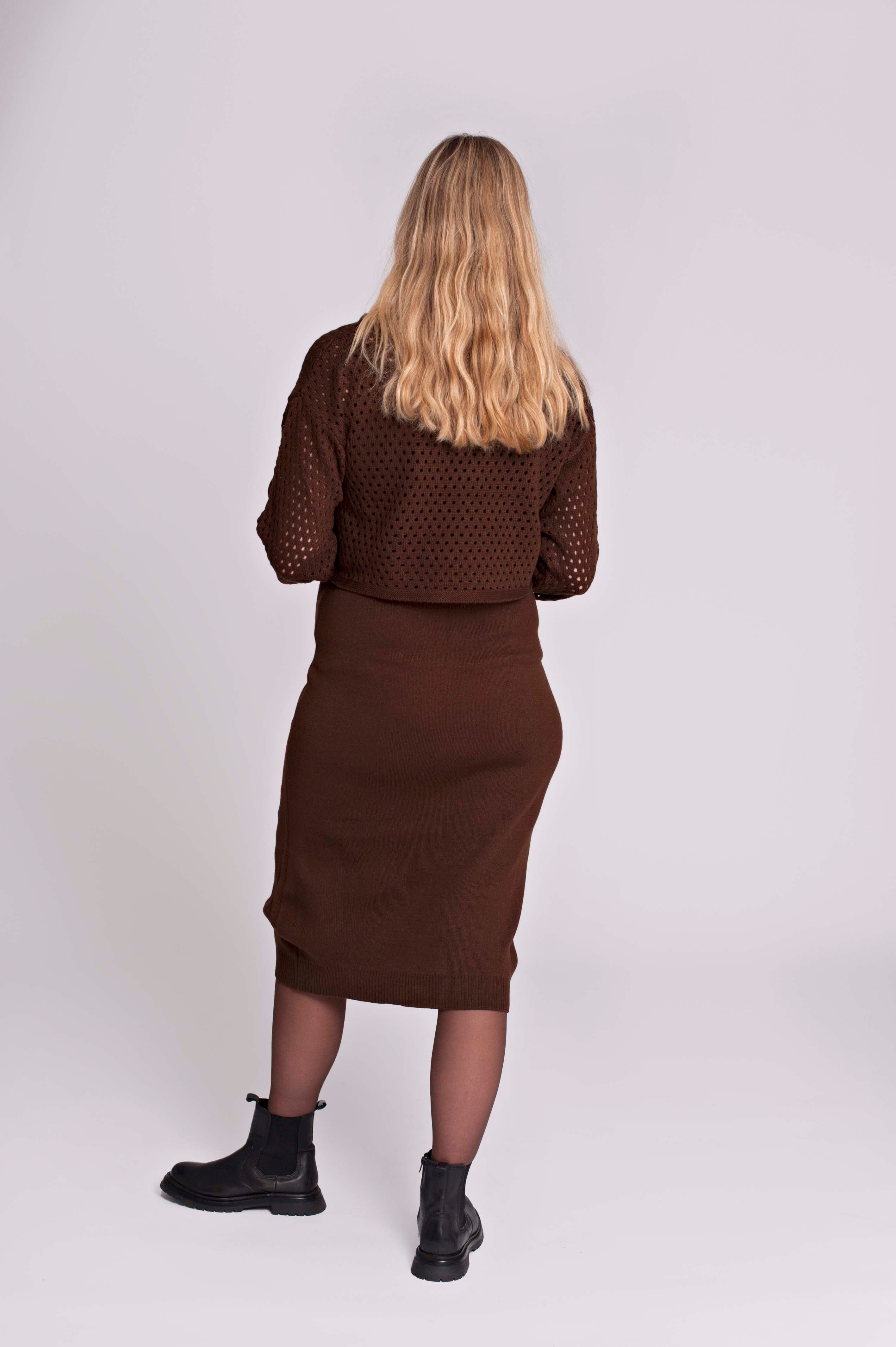love2wait-umstandskleid-b999122-twinset-mit-crop-strickpulli-braun-kleid-und-pul image 5