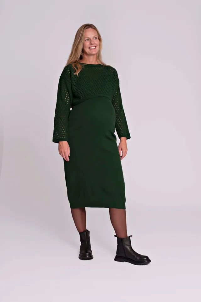 love2wait-twinset-kleid-mit-cropped-strickpullover-in-gr-n-modell-b999122 image 1