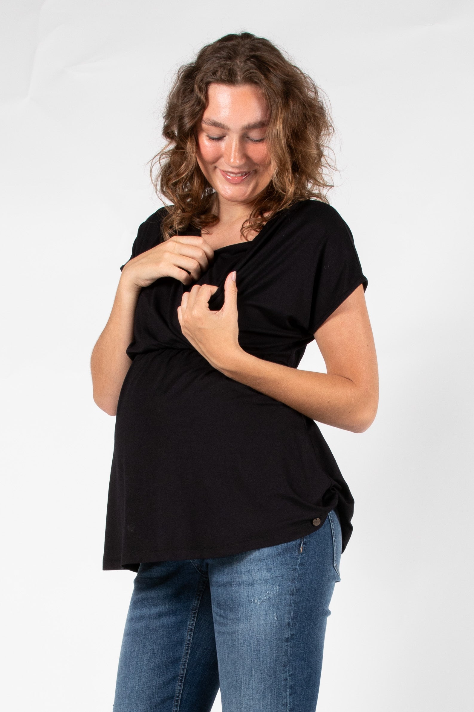 love2wait-umstands-und-stilltop-nursing-sleeveless-pleated-ecovero-in-schwarz image 2