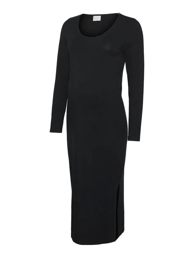 mamalicious-mleva-langarm-midi-kleid-u-ausschnitt-seitenschlitz image 1