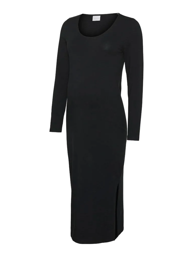 mamalicious-mleva-langarm-midi-kleid-u-ausschnitt-seitenschlitz image 1