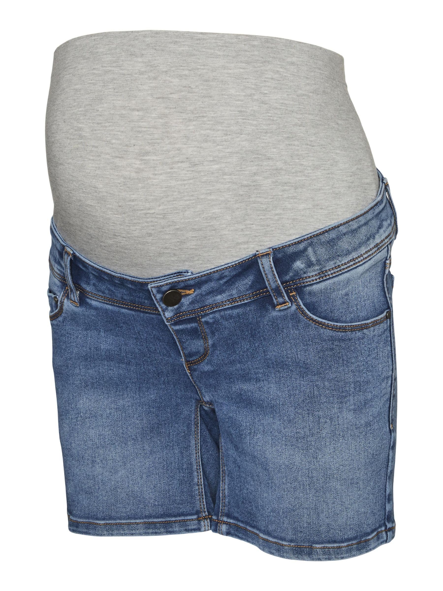 mamalicious-rome-blue-denim-umstands-jeansshorts-mit-elastischem-bauchband image 1
