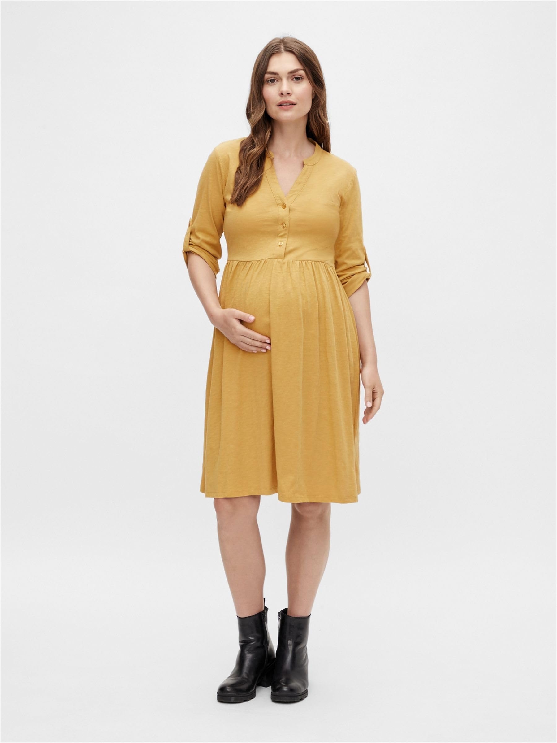 mamalicious-damen-umstandskleid-mlmacy-aus-bio-baumwolle-midikleid-mit-knopfleis image 4