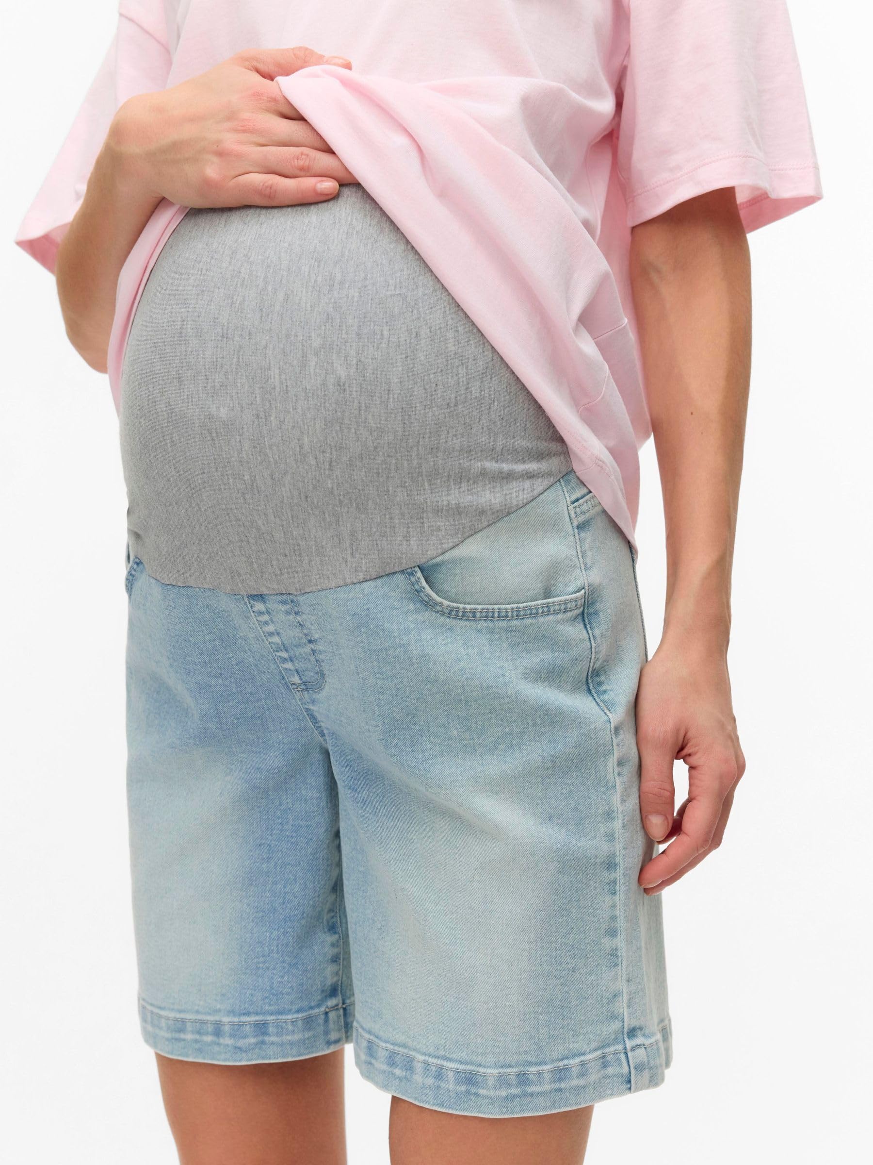 mamalicious-umstands-jeans-shorts-mlmila-slim-fit-mid-rise-knielang-mit-bauchban image 2