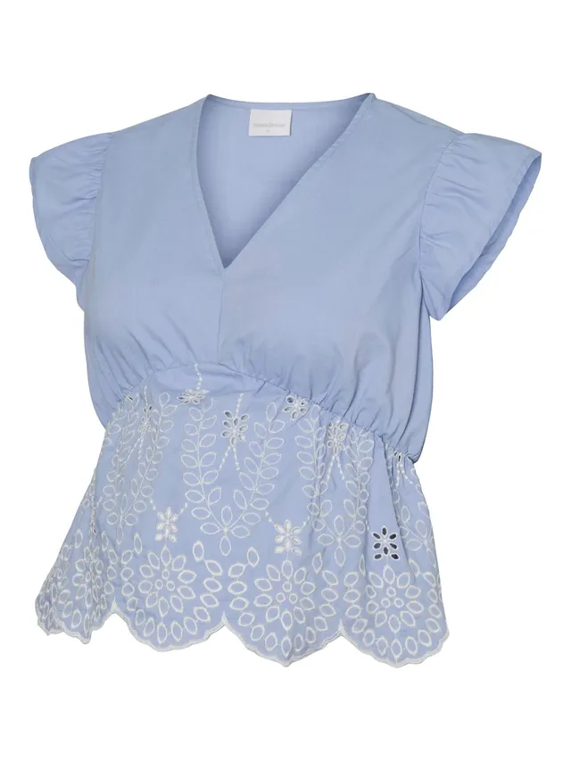 mamalicious-mlpilar-umstandsbluse-mit-v-ausschnitt-und-lochstickerei image 1