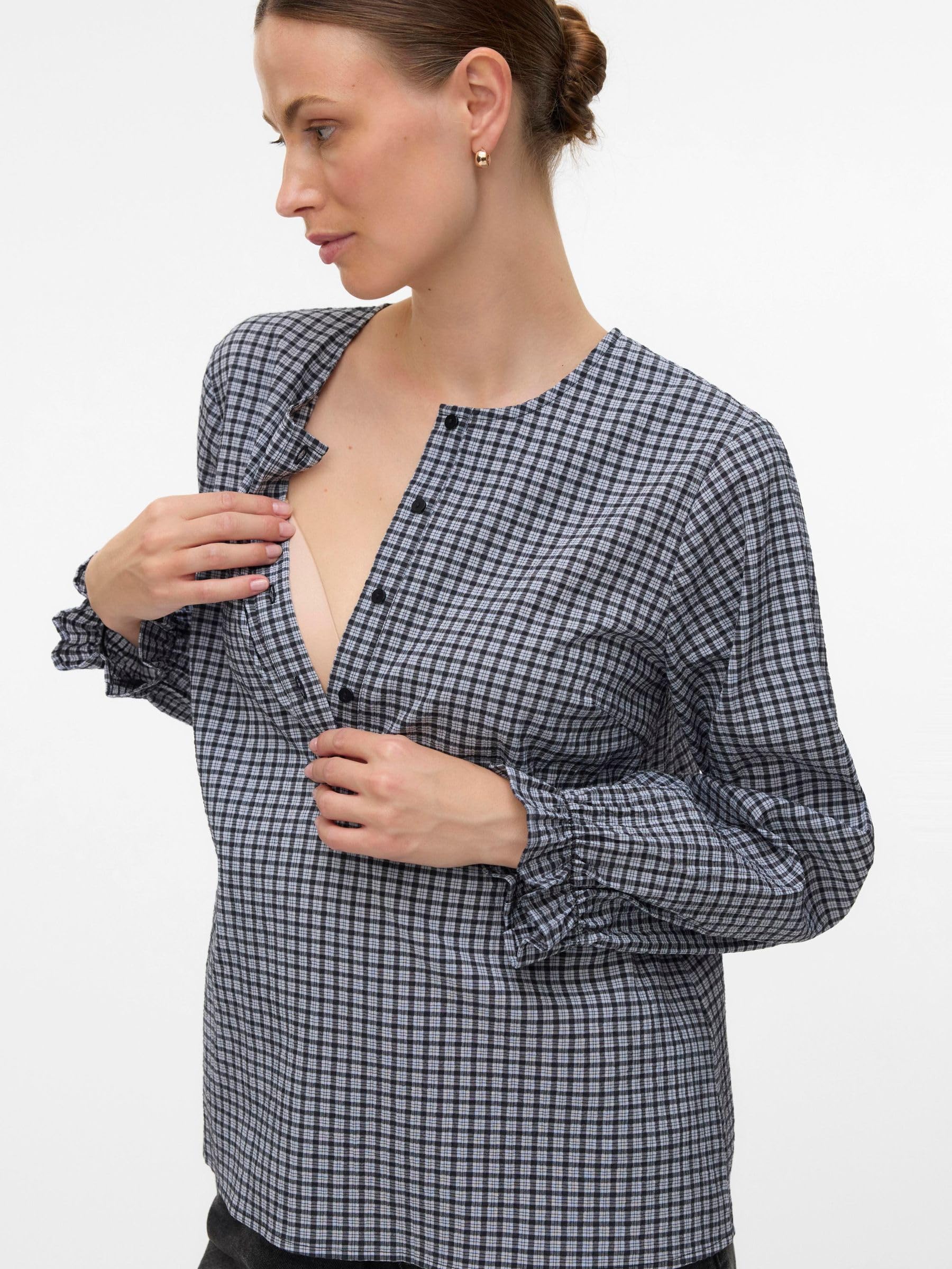 mamalicious-umstandsbluse-mit-rundhals-ballon-rmeln-und-rmelb-ndchen-mit-r-schen-2 image 3