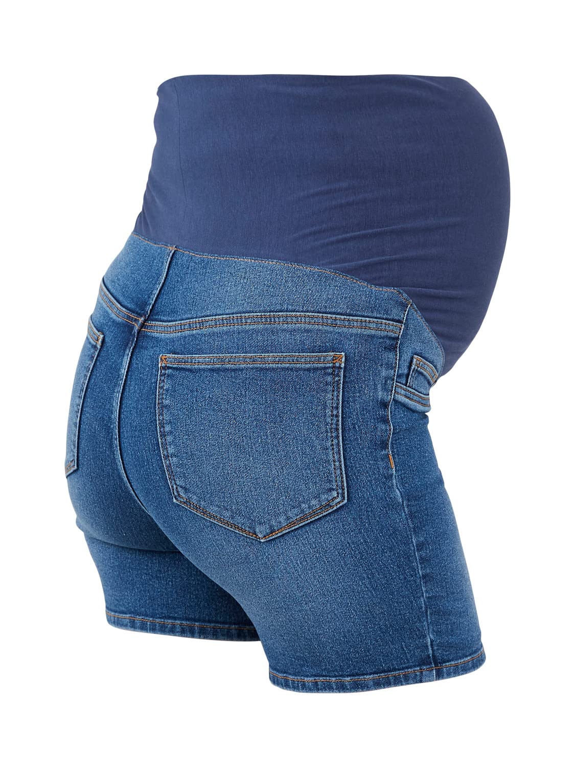 mamalicious-damen-umstands-shorts-mlamy-skinny-medium-blue-mit-bauchband image 3