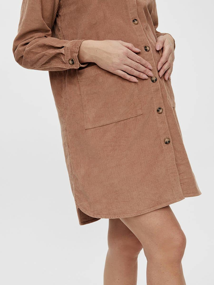mamalicious-umstandskleid-pcmphoebe-cordkleid-in-swarm-taupe-100-baumwolle image 6