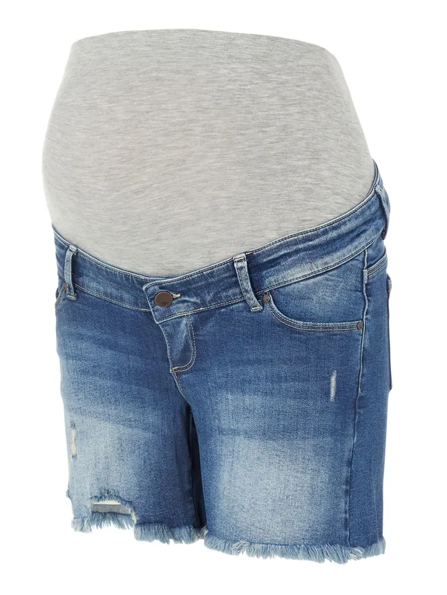 mamalicious-damen-mlhampshire-slim-destroy-denim-shorts-leichte-jersey-shorts-f- image 1