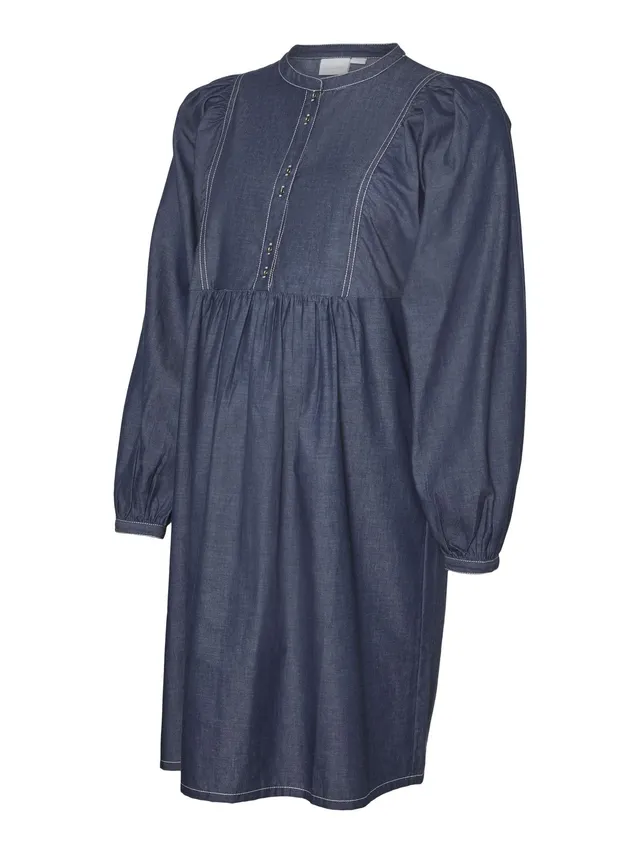 mamalicious-umstands-kleid-mit-ballon-rmeln-und-knopfleiste image 1