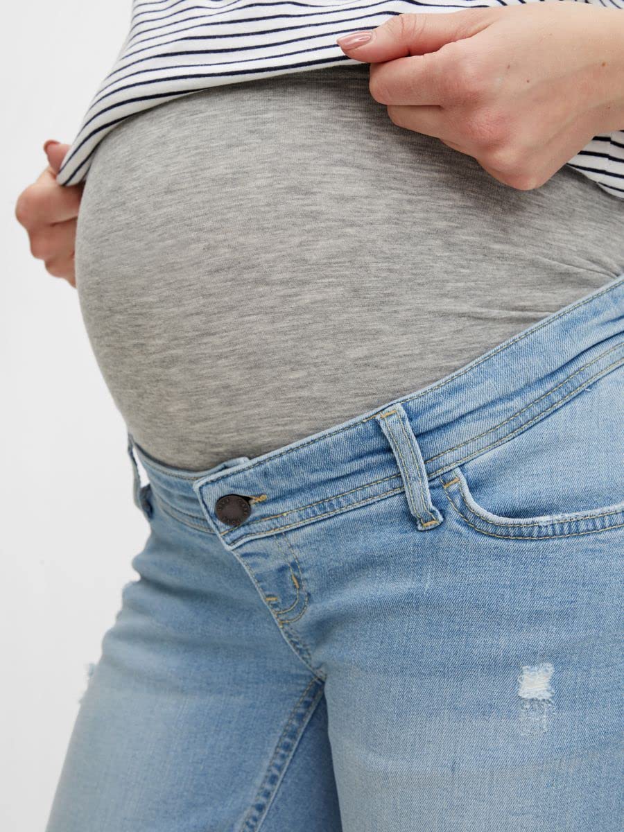 mamalicious-damen-mlhanna-bermuda-denim-shorts-jeansshorts-mit-bauchband image 5