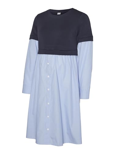 mamalicious-mlvera-langarm-jersey-mix-kleid-im-hemdblusenstil-navy-blazer-mit-we image 7