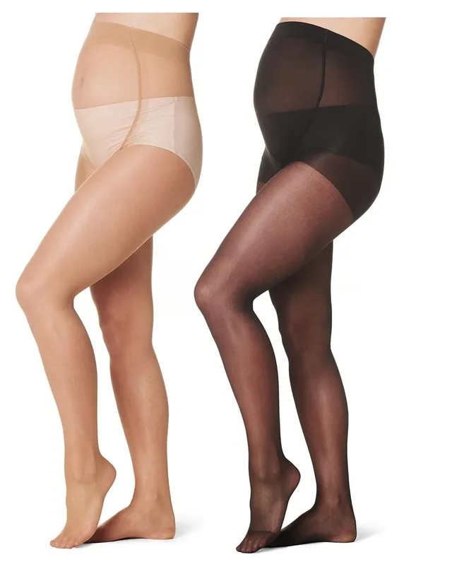 noppies-umstandsstrumpfhose-15-denier-93001-seidengl-nzend-2er-pack-nude-schwarz image 1