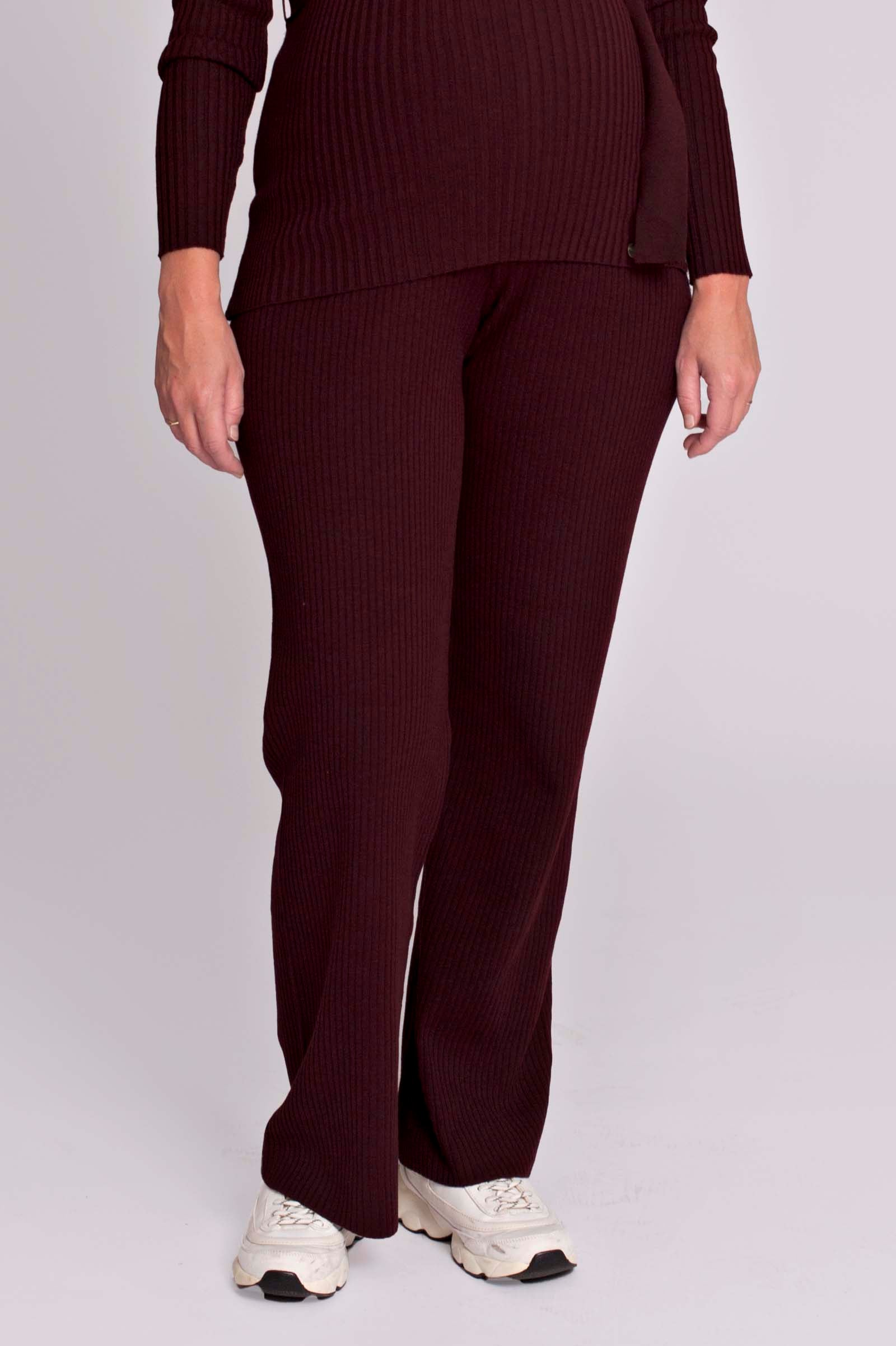 love2wait-pants-knit-burgundy-weite-strickhose-mit-hoher-taille-f-r-umstand-und- image 3