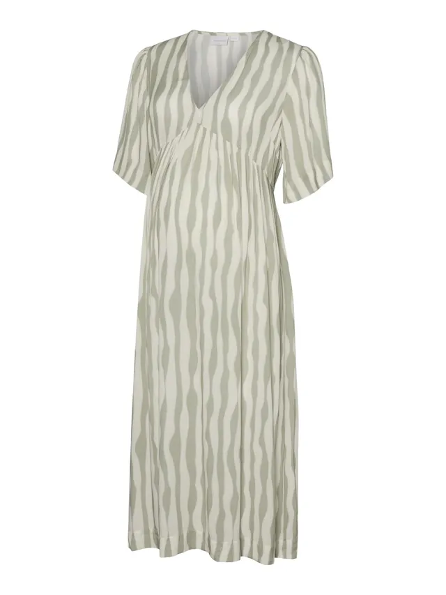 mamalicious-mlpolly-umstandskleid-midi-kleid-mit-v-ausschnitt-und-elastischer-ta image 1