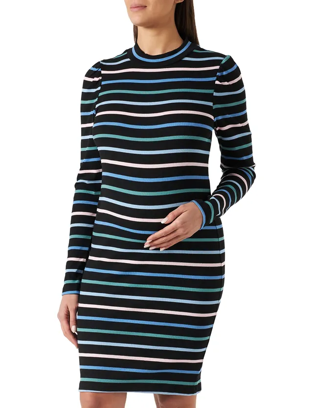 mama-licious-damen-umstandskleid-mlcelie-l-s-jrs-abk-mit-stehkragen-und-streifen image 1