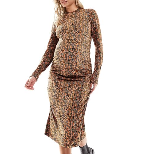 mamalicious-kleid-laura-orange-schwarz-rundhals-lang-rmlig-100-baumwolle image 5