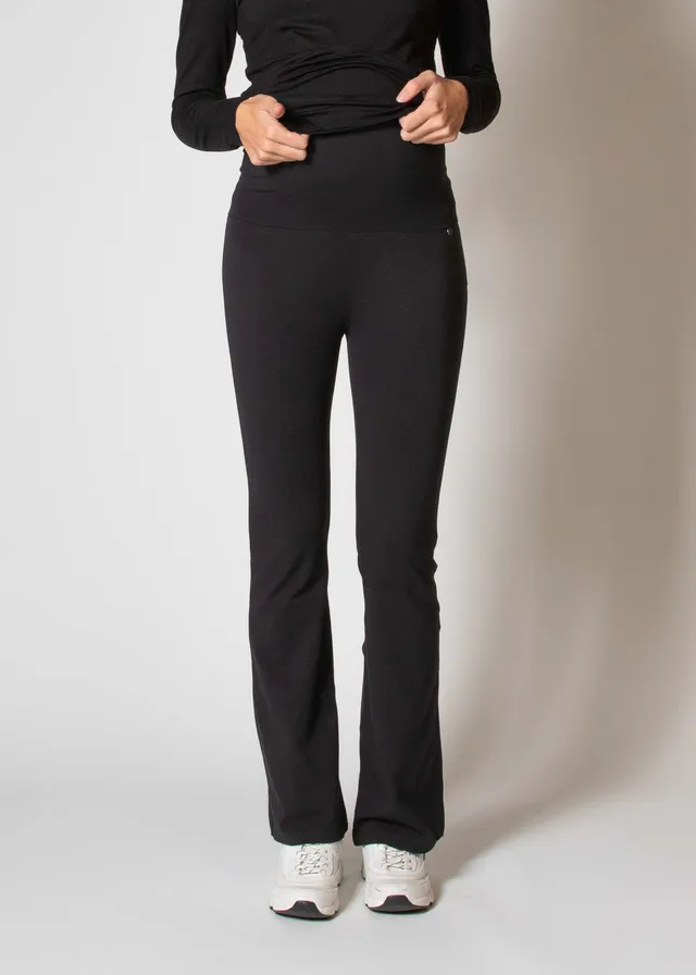love2wait-legging-flared-hochtaillierte-schlagleggings-in-schwarz-mit-bauch-eins image 1