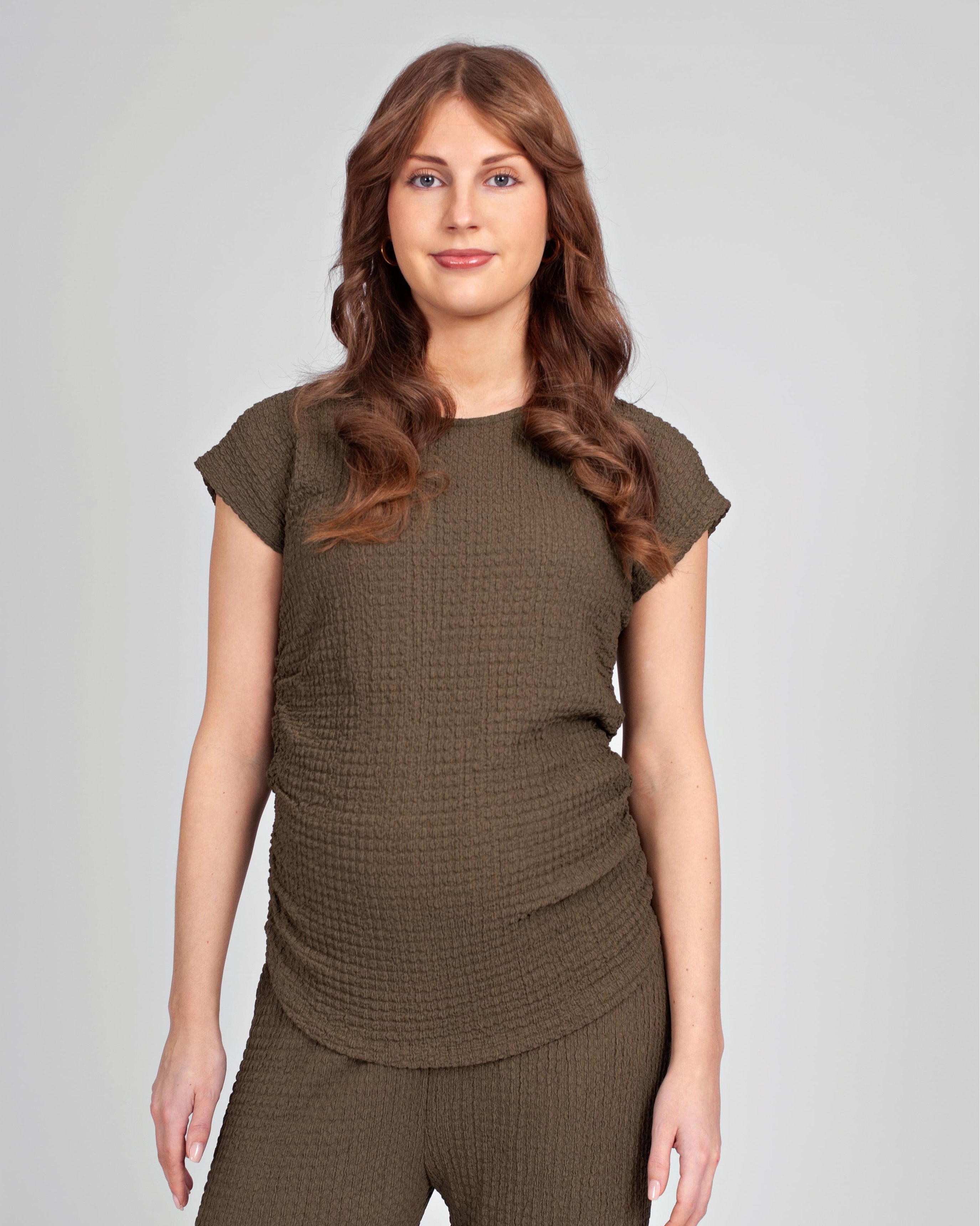 love2wait-top-olive-elastisches-umstands-top-aus-wrinkle-jersey image 1
