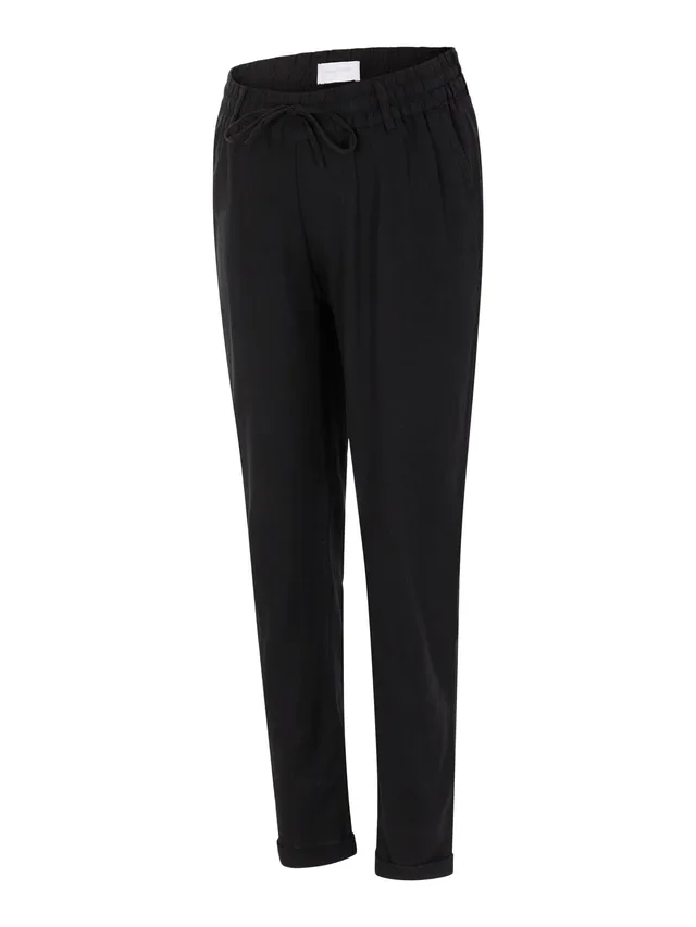 mamalicious-mlbeach-damen-stoffhose-aus-leinen-viskose-mix-schwarz-gr-s image 1