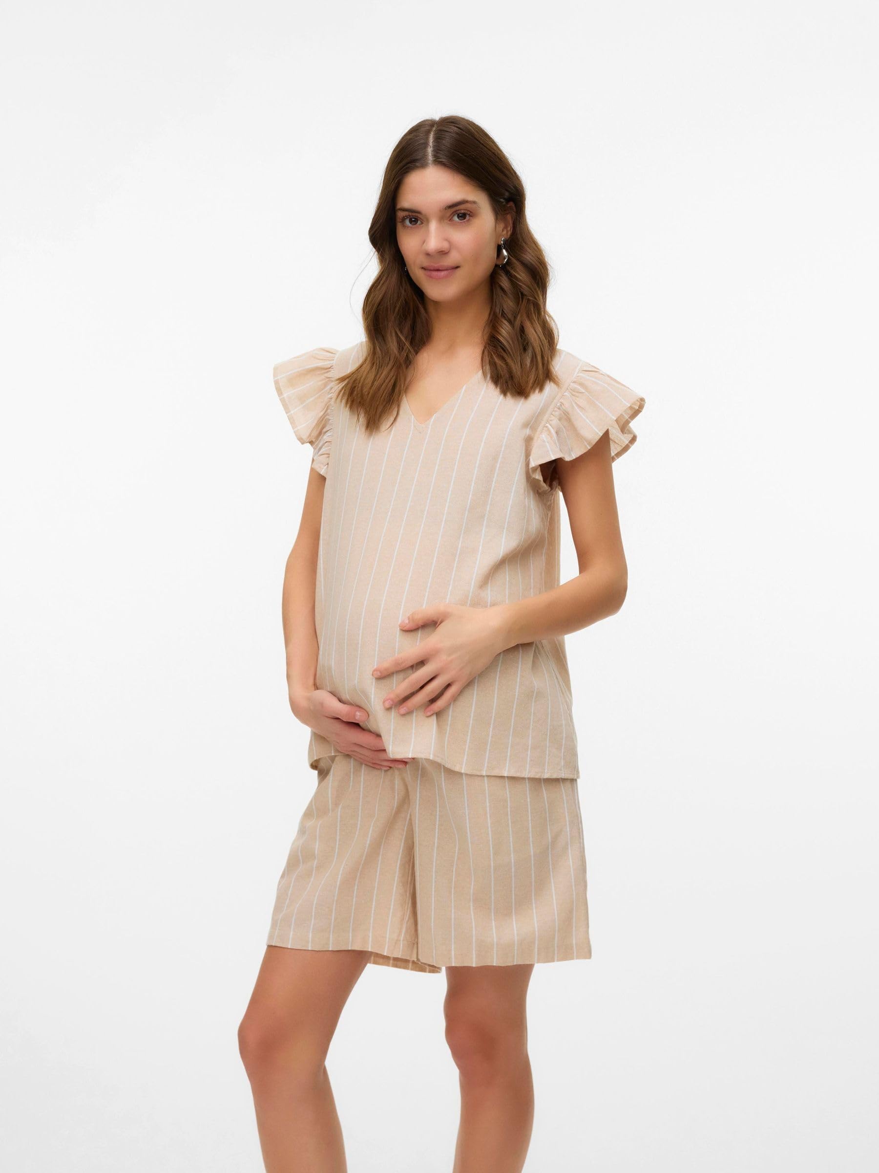 mamalicious-stillbluse-mlpilar-mit-v-ausschnitt-und-r-schen-kurz-rmelig-normal-g image 3